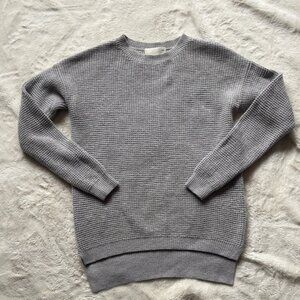 Aritzia Wilfred Free Isabelli Italian Merino Wool Waffle Stitch Gray Sweater S